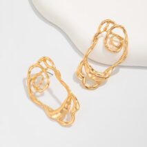 Geometric Irregular Hollow Pattern Stud Earrings - ArtGalleryZen