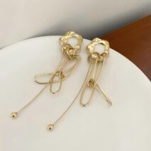 Geometric Irregular Hoop Chain Tassel Flow Lava Earrings - ArtGalleryZen