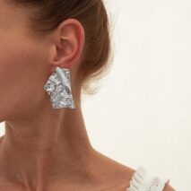 Geometric Irregular Pleated Square Stud Earrings - ArtGalleryZen