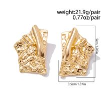 Geometric Irregular Pleated Square Stud Earrings - ArtGalleryZen