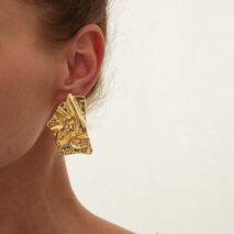 Geometric Irregular Pleated Square Stud Earrings - ArtGalleryZen