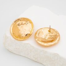 Geometric Irregular Textured Round Disk Stud Earrings - ArtGalleryZen