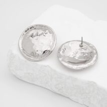 Geometric Irregular Textured Round Disk Stud Earrings - ArtGalleryZen