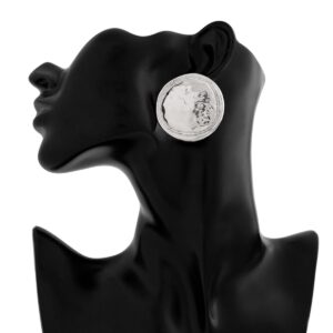 Geometric Irregular Textured Round Disk Stud Earrings - ArtGalleryZen