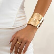 Geometric Irregular Wide Open Cuff Bracelet - ArtGalleryZen
