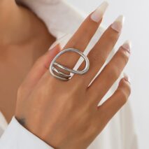 Geometric Layered Gold Silver Plated Curved Ring - ArtGalleryZen
