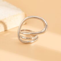 Geometric Layered Gold Silver Plated Curved Ring - ArtGalleryZen