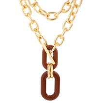Geometric Layered Toggle Clasp Double Zero Shaped Pendant Choker Necklace - ArtGalleryZen