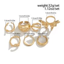 Geometric Liquid Butterfly Stackable Open Ring Set - ArtGalleryZen