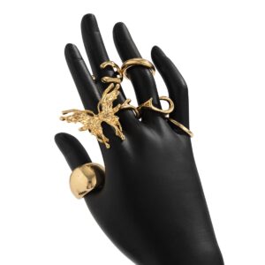 Geometric Liquid Butterfly Stackable Open Ring Set - ArtGalleryZen