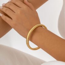 Geometric Metallic Bangle Bracelet - ArtGalleryZen