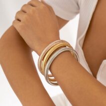 Geometric Metallic Bangle Bracelet - ArtGalleryZen