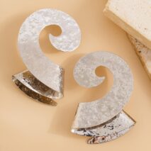 Geometric Metal Spiral Folding Pattern Earrings - ArtGalleryZen