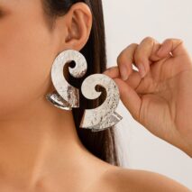 Geometric Metal Spiral Folding Pattern Earrings - ArtGalleryZen