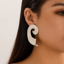 Geometric Metal Spiral Folding Pattern Earrings - ArtGalleryZen