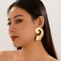 Geometric Metal Spiral Folding Pattern Earrings - ArtGalleryZen
