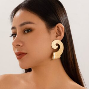 Geometric Metal Spiral Folding Pattern Earrings - ArtGalleryZen
