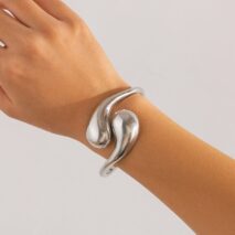 Geometric Minimalist Duo Waterdrop Bangle Bracelet - ArtGalleryZen