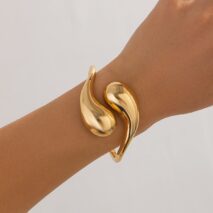 Geometric Minimalist Duo Waterdrop Bangle Bracelet - ArtGalleryZen