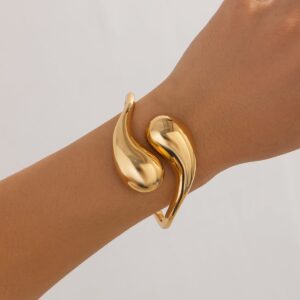 Geometric Minimalist Duo Waterdrop Bangle Bracelet - ArtGalleryZen