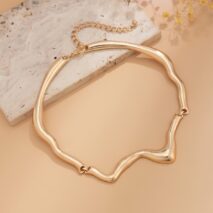 Geometric Minimalist Flow Water Collar Necklace - ArtGalleryZen