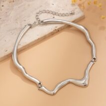 Geometric Minimalist Flow Water Collar Necklace - ArtGalleryZen