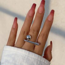 Geometric Minimalist Glossy Round Open Ring - ArtGalleryZen
