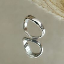 Geometric Minimalist Gold Silver Plated Curved Ring - ArtGalleryZen