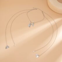 Geometric Pearl Pleated Waterdrop Charm Long Chain Necklace - ArtGalleryZen