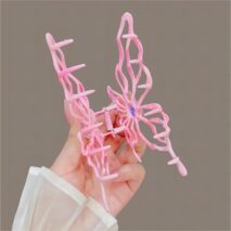 Geometric Pink Hollow Butterfly Chignon Claw Clip Hair Clip - ArtGalleryZen