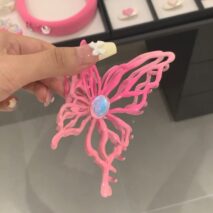 Geometric Pink Hollow Butterfly Chignon Claw Clip Hair Clip - ArtGalleryZen