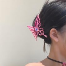 Geometric Pink Hollow Butterfly Chignon Claw Clip Hair Clip - ArtGalleryZen