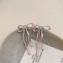 Geometric Pink Ribbon Dangle Earrings - ArtGalleryZen