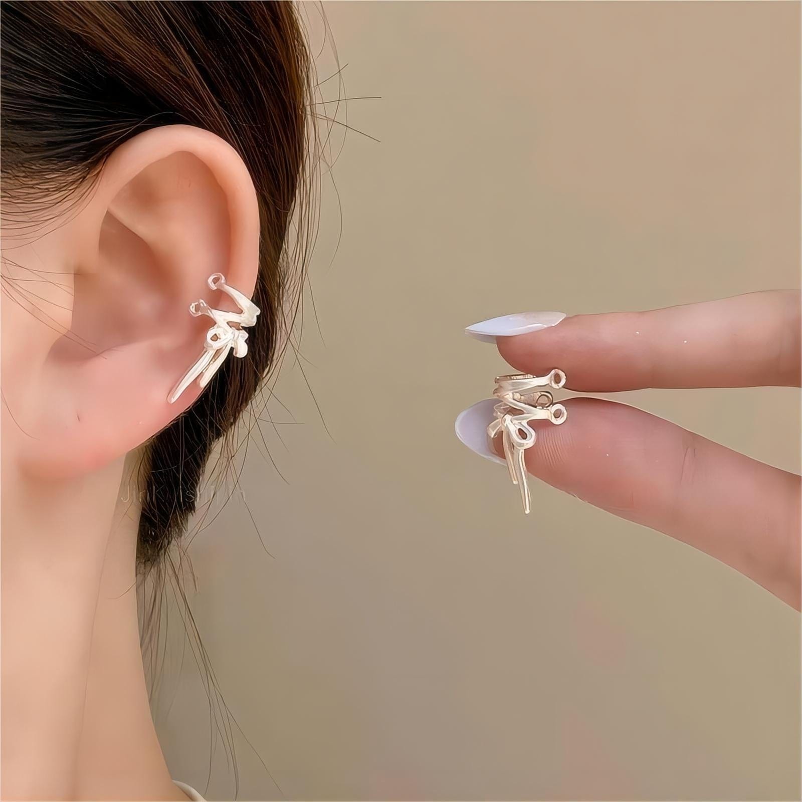 Geometric Ribbon Ear Wrap Earrings - ArtGalleryZen