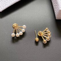 Geometric S925 Silver Post Pearl Earrings - ArtGalleryZen