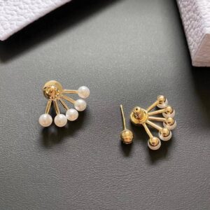 Geometric S925 Silver Post Pearl Earrings - ArtGalleryZen