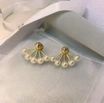 Geometric S925 Silver Post Pearl Earrings - ArtGalleryZen