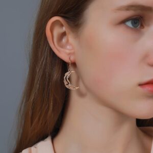 Geometric Star Moon Phase Dangle Earrings - ArtGalleryZen