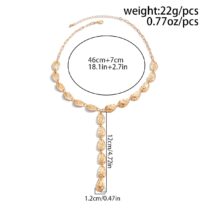 Geometric Textured Waterdrop Y Necklace - ArtGalleryZen