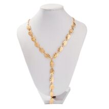 Geometric Textured Waterdrop Y Necklace - ArtGalleryZen
