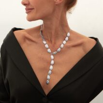Geometric Textured Waterdrop Y Necklace - ArtGalleryZen