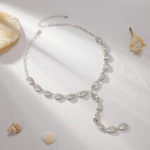 Geometric Textured Waterdrop Y Necklace - ArtGalleryZen