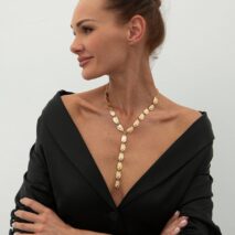 Geometric Textured Waterdrop Y Necklace - ArtGalleryZen