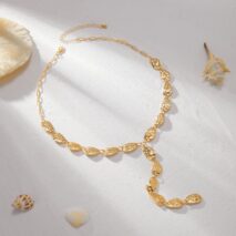 Geometric Textured Waterdrop Y Necklace - ArtGalleryZen