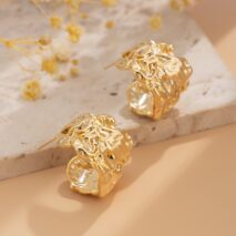 Geometric Textured Wide C Shaped Earrings - ArtGalleryZen