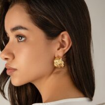 Geometric Textured Wide C Shaped Earrings - ArtGalleryZen