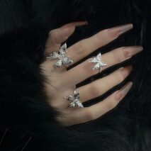 Geometric Three Butterflies Ring Set - ArtGalleryZen