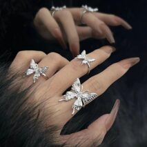 Geometric Three Butterflies Ring Set - ArtGalleryZen