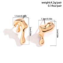 Geometric Tiny Gold Silver Tone Lava Earrings - ArtGalleryZen