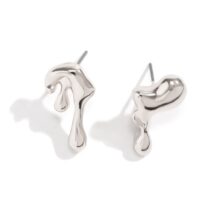 Geometric Tiny Gold Silver Tone Lava Earrings - ArtGalleryZen